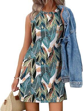 Floral Leaf Sleeveless Dress